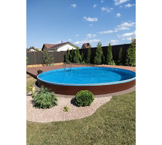 Круглый бассейн Лагуна 2,44x1,25 м, темное дерево, ТМ235/24414