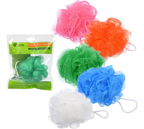 Мочалка для душа Банные Штучки Бант малый цветной, d-10 см, 20 г 40150