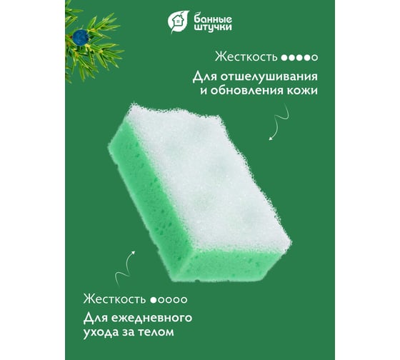 Мочалка из поролона c массажным слоем Банные Штучки 140х90х50 мм, прямоугольная 32603