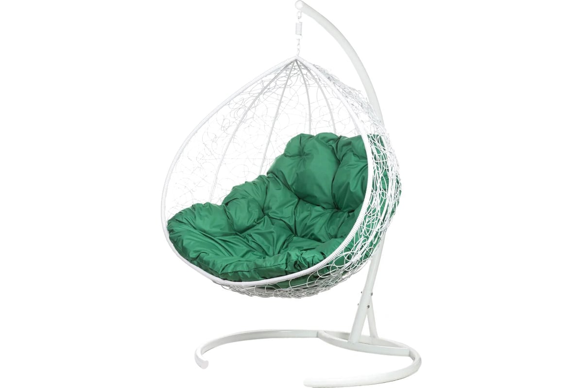 Двойное подвесное кресло «Gemini Promo» Black (зеленая подушка)
