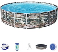 Каркасный бассейн Bestway Камень 610x132см, 9463л/ч, попл.-дозатор 56883 BW