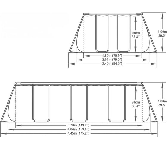 Каркасный прямоугольный бассейн Bestway 404х201х100 см, 4531 л, 2006 л/ч 56251 BW 020211
