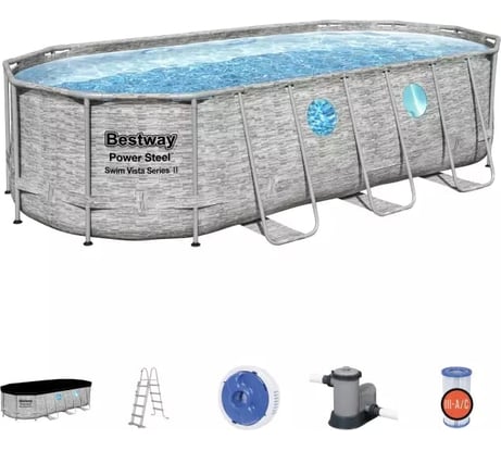 Каркасный овальный бассейн Bestway 549х274х122 см, 13430 л, 5678 л/ч 56716 BW 006195