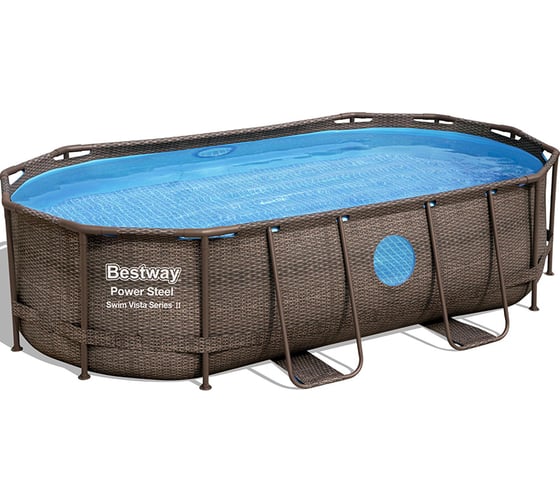 Каркасный овальный бассейн Bestway ротанг 427х250х100 см, 7250 л, 2006 л/ч 56714 BW 006263