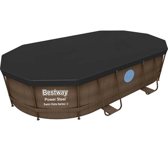 Каркасный овальный бассейн Bestway ротанг 427х250х100 см, 7250 л, 2006 л/ч 56714 BW 006263