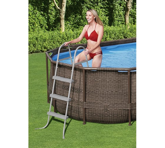 Каркасный овальный бассейн Bestway ротанг 427х250х100 см, 7250 л, 2006 л/ч 56714 BW 006263