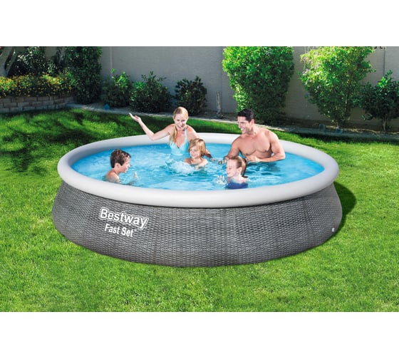 Бассейн с надувным бортом Bestway 396х84 см, 7340 л, 2006 л/ч 57376 BW 006187