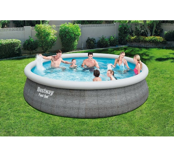 Бассейн с надувным бортом Bestway 457х107см, 12362 л, 2006л/ч, 57372 BW 006188