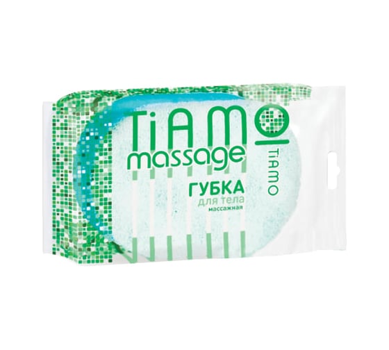 Мочалка-губка TIAMO Овал Massage поролон+массаж, 16 г, ассорти 604617