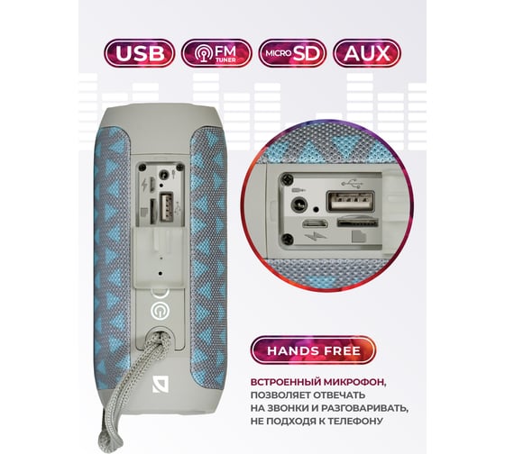Портативная акустика Defender Enjoy S700, синий, 10Вт, BT/FM/TF/USB/AUX, 65702