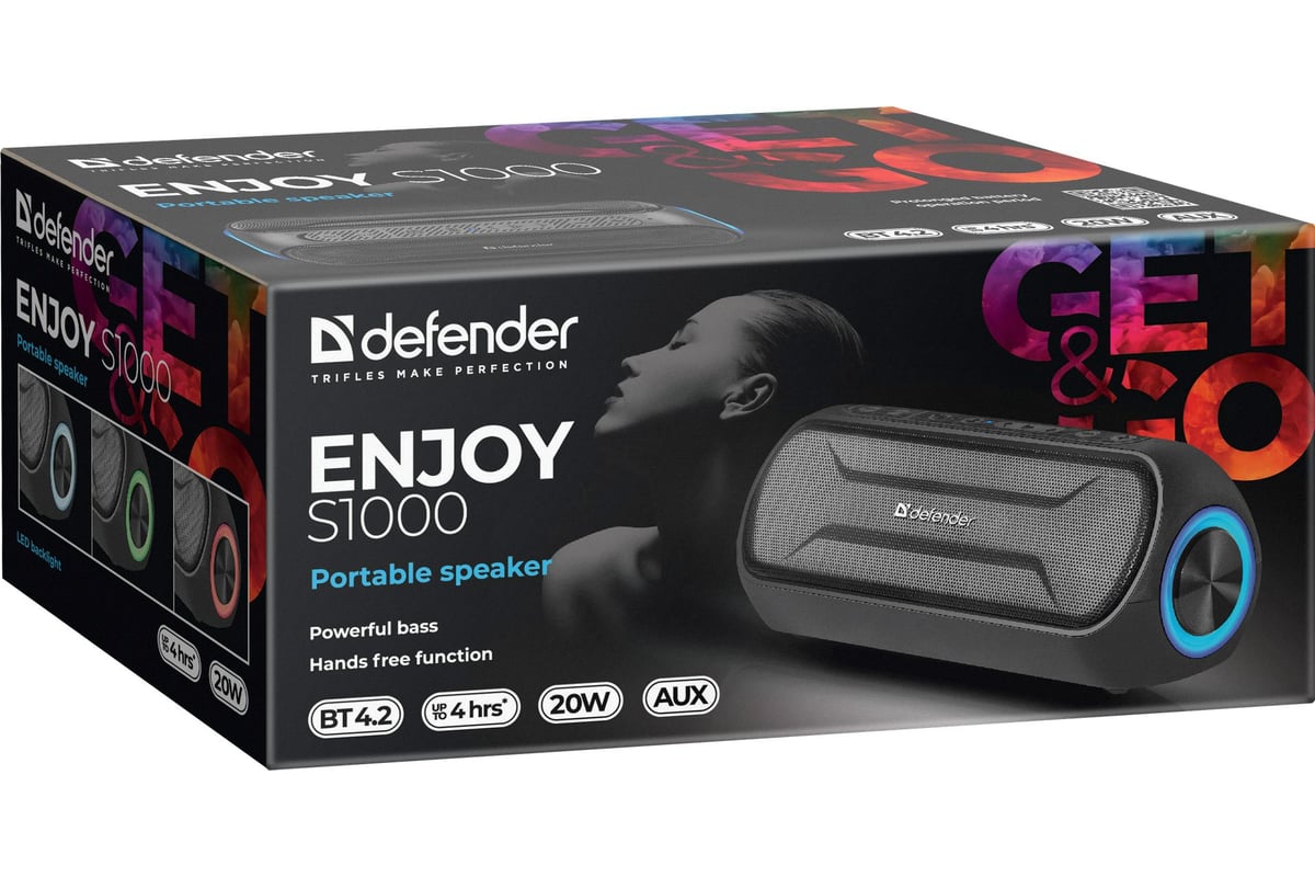 Портативная акустика Defender Enjoy S1000, 20Вт, bluetooth, 65688 -  выгодная цена, отзывы, характеристики, фото - купить в Москве и РФ