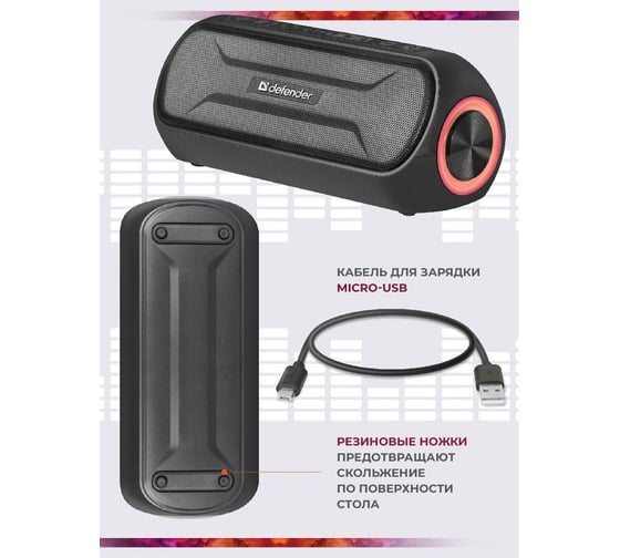 Портативная акустика Defender Enjoy S1000, 20Вт, bluetooth, 65688