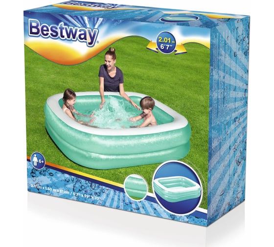 Надувной прямоугольный бассейн Bestway 201х150х51 см, 450 л 54005 BW 030847