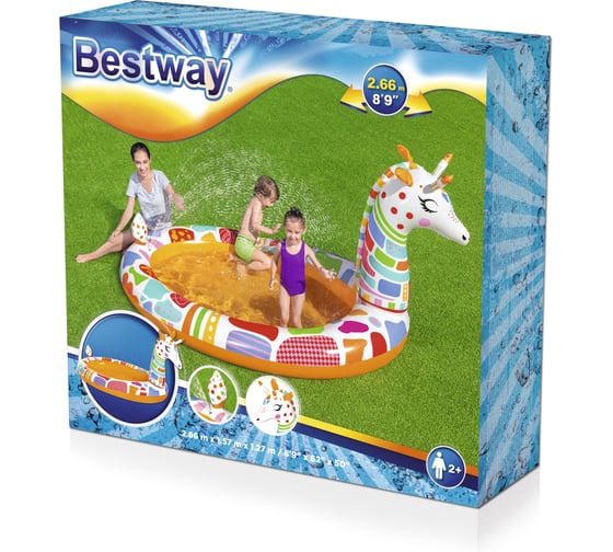 Надувной бассейн с брызгалкой Bestway Веселый жираф 266x157x127 см 53089 BW 006178