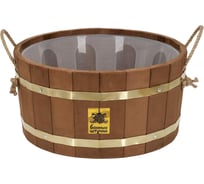 Ушат Банные Штучки шайка 10 л, термо, с латунным обручем, пластиковой вставкой, липа, 32554
