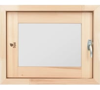 Форточка в парную Банные Штучки, стеклопакет, 0.4x0.5 м, открытие наружу, с затвором, петлями, липа 32551
