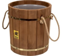 Запарник Банные Штучки 18 л, термо, с латунным обручем, пластиковой вставкой, липа, 32553