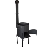 Печь для казана Davr Metall 10 л, диаметр 33 см, сталь 2 мм, с трубой и дверцей, съемные ножки, печь10л(с/н)