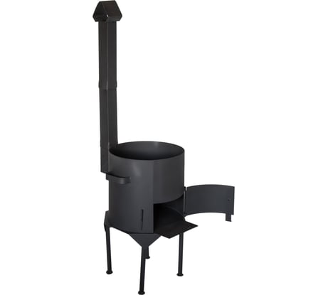 Печь для казана Davr Metall 16 л, диаметр 40 см, сталь 2 мм, с трубой и дверцей, съемные ножки, печь16л(с/н)