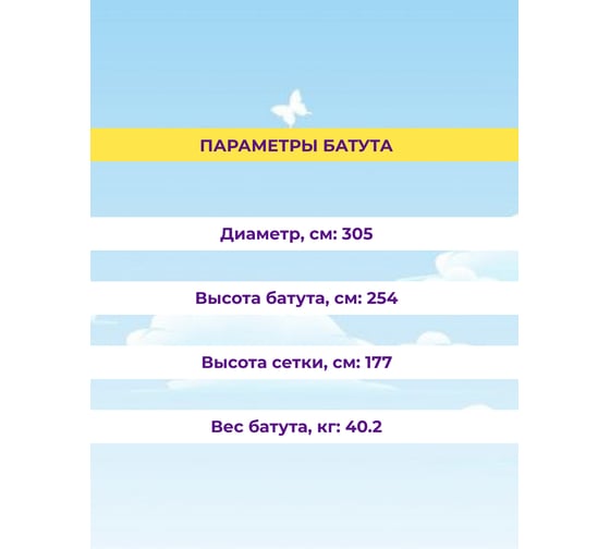 Батут Капризун с лестницей и внешней сеткой, 305 см, черный 404605