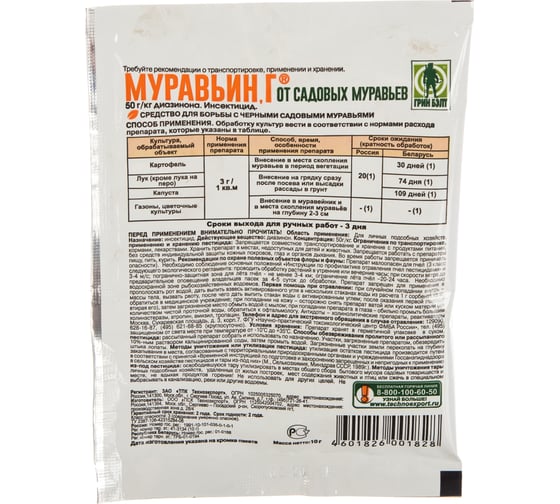 Средство от садовых муравьев Грин Бэлт Муравьин 10 г 01-464