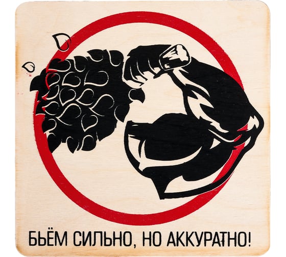 Табличка Банные Штучки Бьём сильно, но аккуратно 20х20 см, береза 32306 1