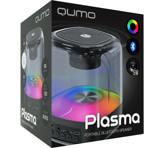 Акустическая система QUMO Plasma ВТ 0082, объемное звучание, RGB подсветка отключаемая , USB+MicroSD+Jack 3,5мм + Блютуз 42085
