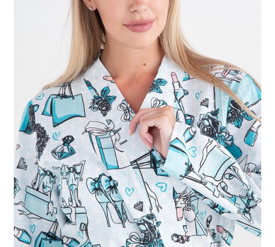 Женский удлиненный халат Этель Mint mood р.42-44 вафля, плотность 200г/м2, 100% хлопок 5928235