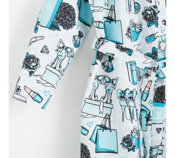 Женский удлиненный халат Этель Mint mood р.42-44 вафля, плотность 200г/м2, 100% хлопок 5928235