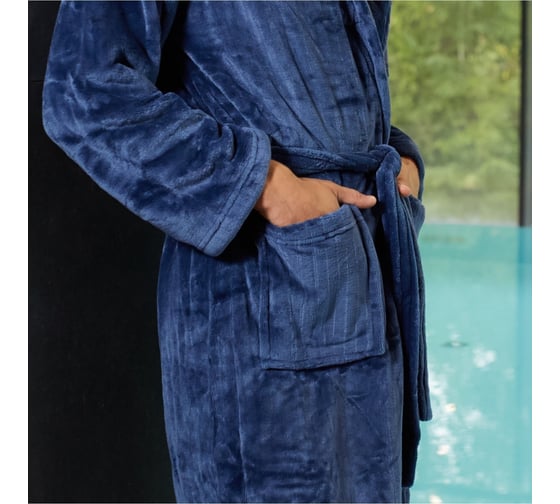 Халат унисекс LoveLife Hygge темно-синий, one size, микрофибра 100% п/э, 250 г/м2 9079413