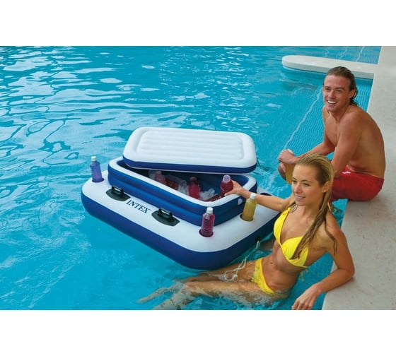 Плавающий холодильник Intex 122х97см River Runs с подстаканниками 58821