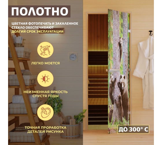 Дверь для бани DoorWood Фотопечать рисунок А064, 1900х700 мм УТ-00011465