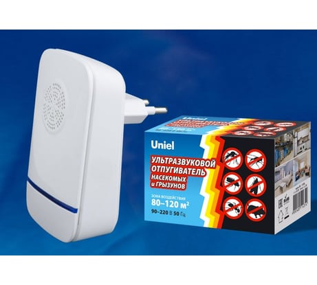 Ультразвуковой отпугиватель насекомых и грызунов Uniel 220В UDR-E12 IVORY UL-00004563