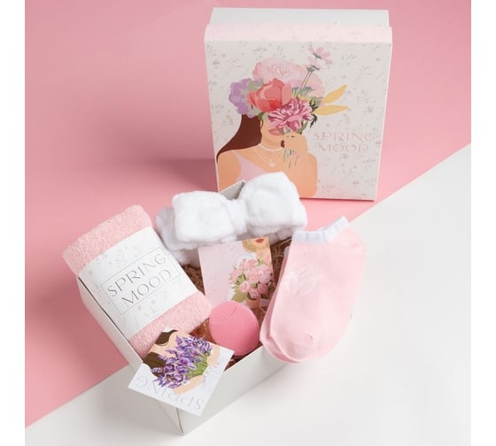 Подарочный набор Этель Spring mood полотенце и аксессуары (4 предмета) 7530334 1