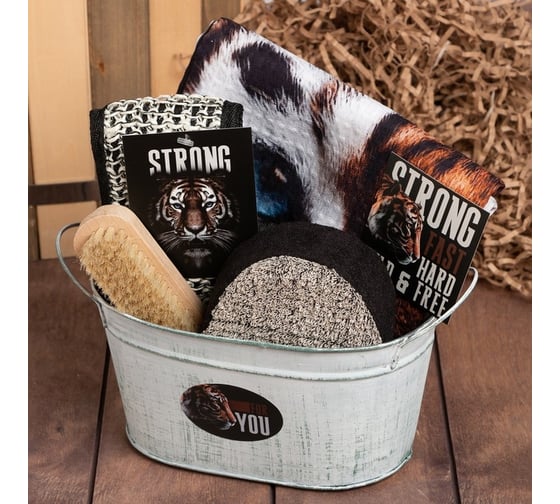 Подарочный набор Этель Strong полотенце 70x146 см и аксессуары (4 предмета) 7356710 1