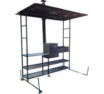 Мангал-беседка Резка Металла Премиум с крышей и разделочным столом 281