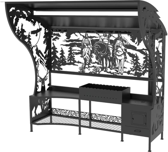 Мангал Резка Металла дизайнерская беседка, Богатыри 290 1