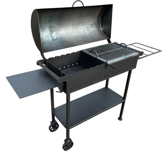 Мангал Резка Металла с крышкой BBQ и полочкой, сварной, толщина 4 мм 121-3