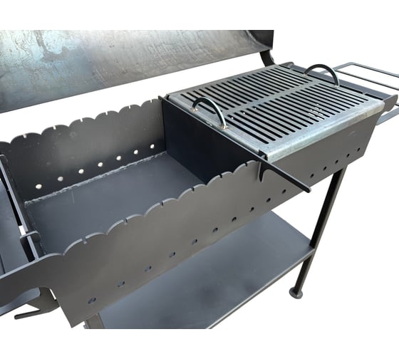 Мангал Резка Металла с крышкой BBQ и полочкой, сварной, толщина 4 мм 121-3