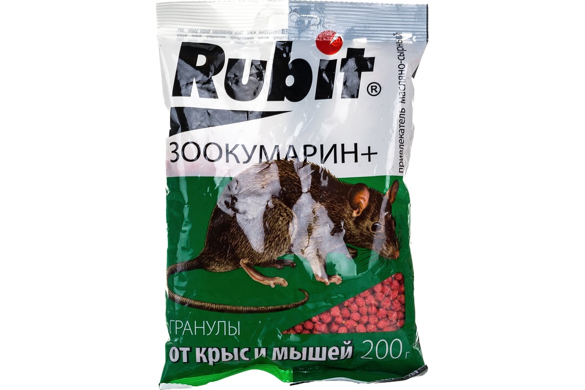 Защита от грызунов Rubit зоокумарин+ гранулы, 200 г, сырный 43820