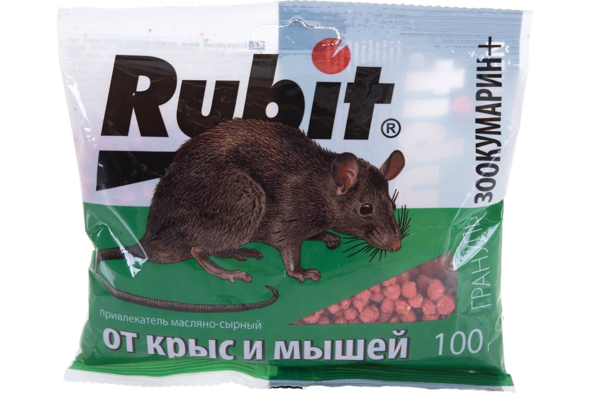 Защита от грызунов Rubit зоокумарин+ гранулы, 100 г, сырный 22580