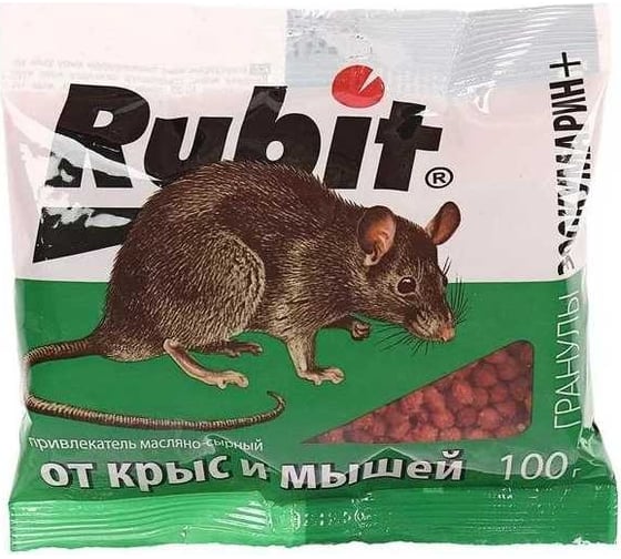 Защита от грызунов Rubit зоокумарин+ гранулы, 100 г 22579
