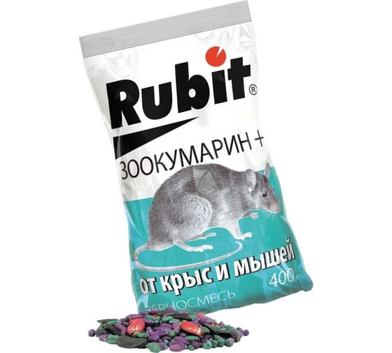 Зерновая смесь от грызунов Rubit зоокумарин+ 400 г 62453