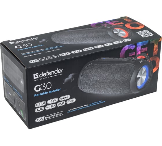 Портативная колонка DEFENDER G30 16Вт, BT/FM/USB/TF/AUX/Light 65730