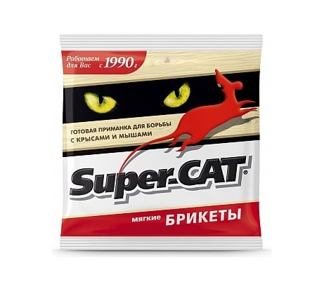 Приманка для борьбы с крысами и мышами Avgust Super-Cat, мягкий брикет, 100 г 96003866