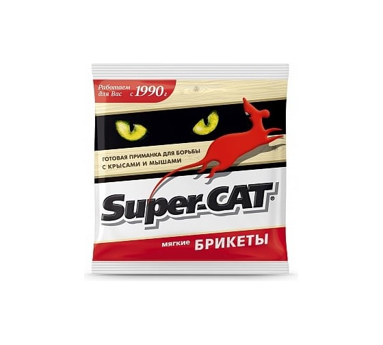 Приманка для борьбы с крысами и мышами Avgust Super-Cat, мягкий брикет, 100 г 96003866