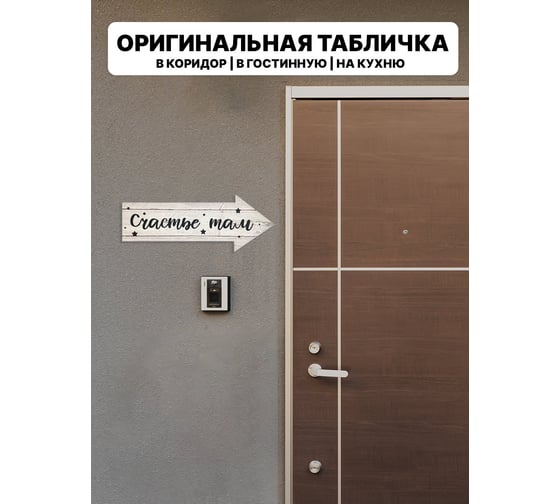 Интерьерная табличка указатель Симфония Счастье там 10x25 см 3-096