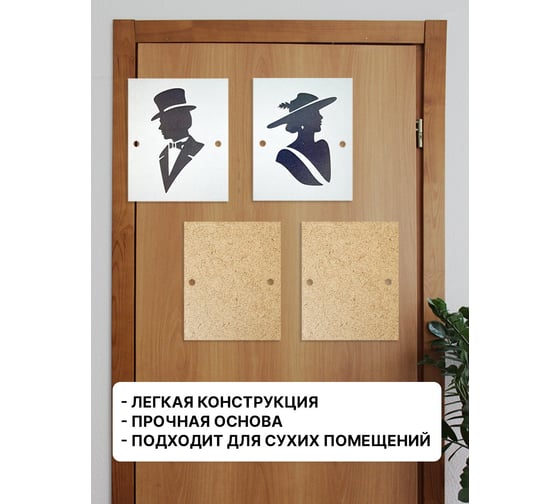 Набор из двух интерьерных табличек на дверь Симфония М/Ж 10x12.5см 3-101