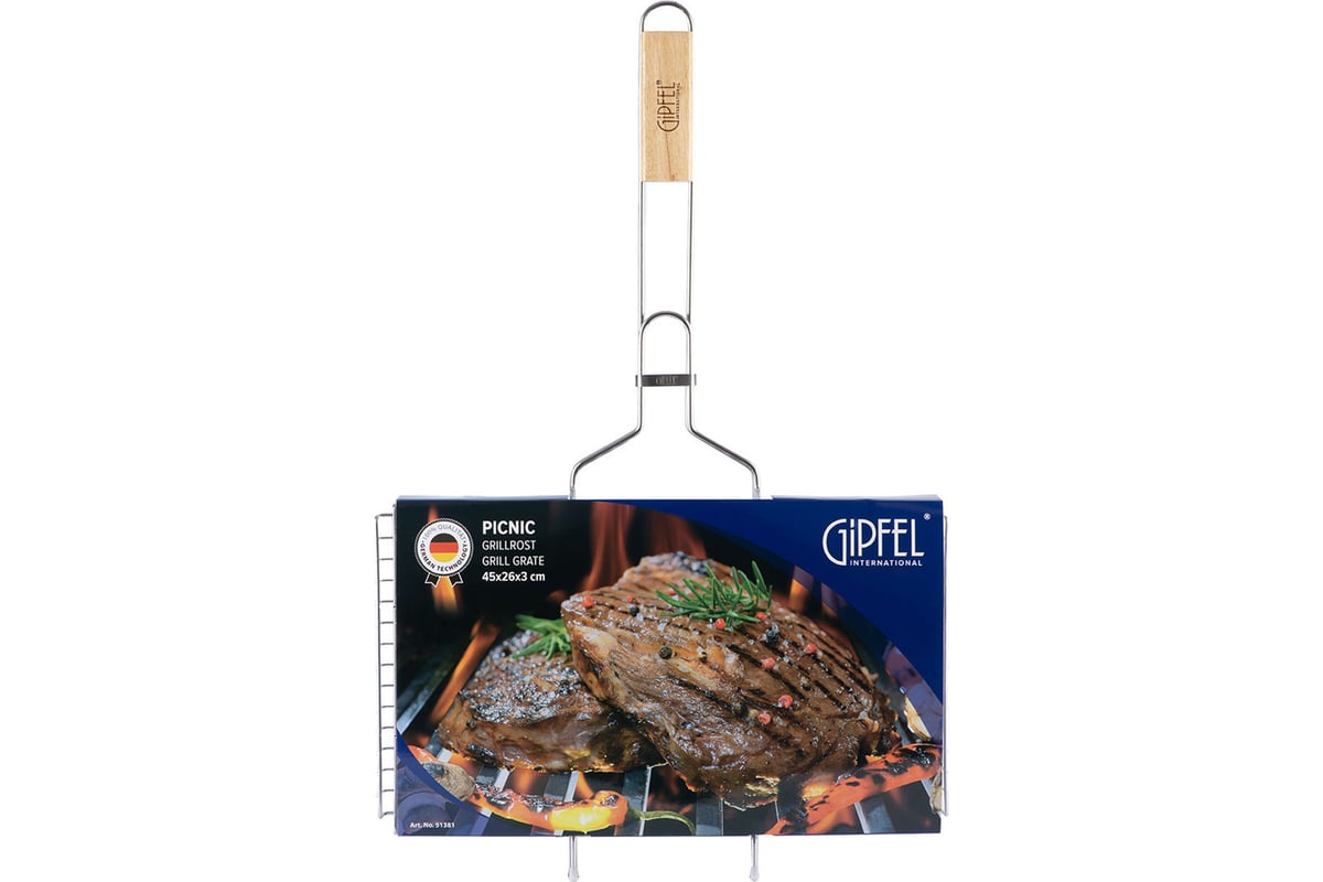 Решетка-гриль Gipfel PICNIC 71x45x3см из нержавеющей стали, ручка с ...