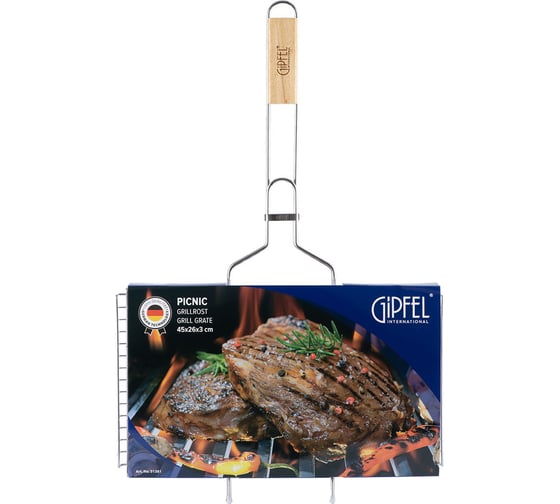 Решетка-гриль Gipfel PICNIC 71x45x3см из нержавеющей стали, ручка с деревянной вставкой 51381